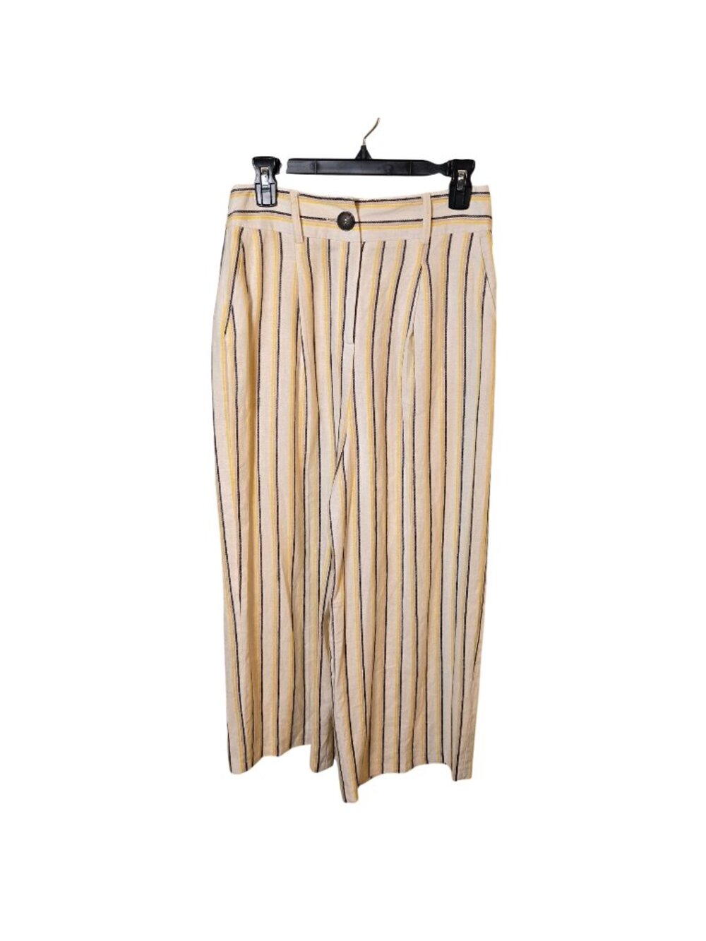 Miss Selfridge Linen Blend High Rise Wide Leg Crop Pants Size 6